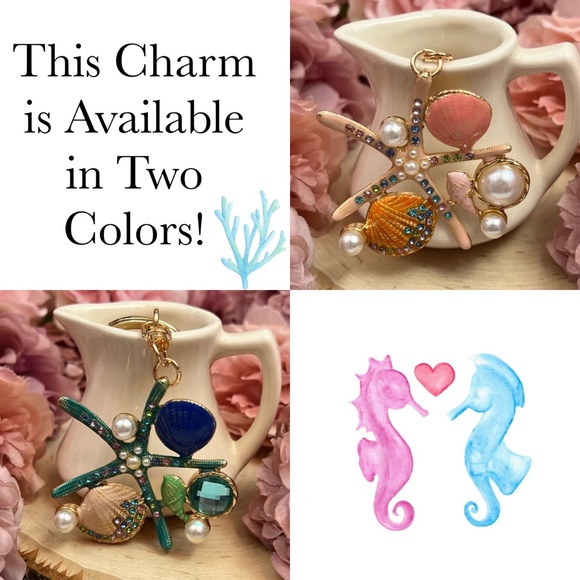 Beautiful Blue Starfish and Seashell Keychain Charm - Picture 13 of 14